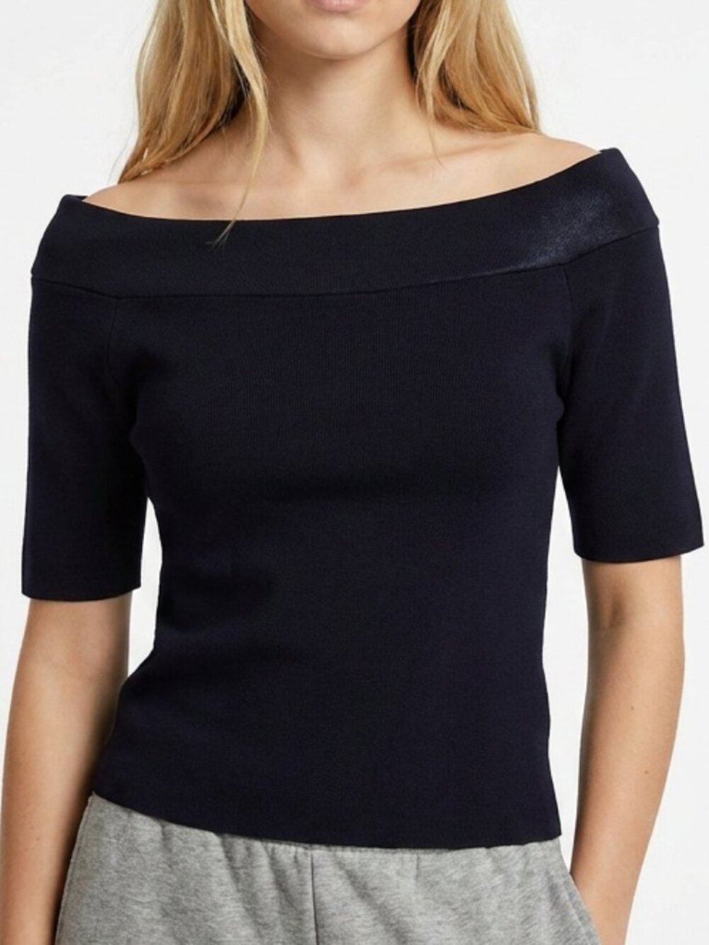 Antonio Melani Navy Off the Shoulder Top Women's Size Medium M